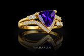 1.98Ct Lab Amethyst Solitaire Engagement Ring with Moissanite In Gold