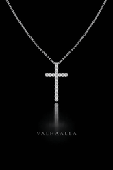0.75 CT Pave Diamond Cross Pendant Necklace in Solid Gold