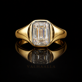 3 Ct Emerald Cut Diamond Bezel Set Engagement Ring Gold