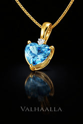 0.045 Ct Escencia Heart Blue Topaz Pendant Prong-Set Gemstone Solid Gold Fine Jewelry for Women