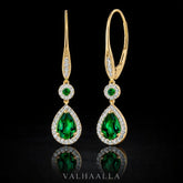 2.70 CT Round & Pear Emerald Moissanite Halo Leverback Earrings in Gold