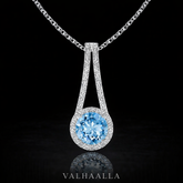 1.39 CT Aquamarine Pendant Necklace with Moissanite in Gold