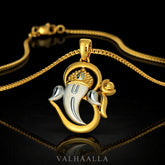 1.00 CT Lord Ganesha Inspired Plain Gold Pendant Auspicious Symbol