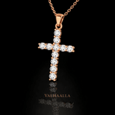 0.64 CT Moissanite Christian Cross Pendant Necklace in Solid Gold