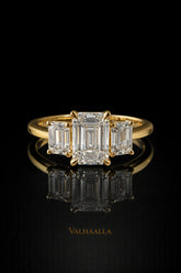 2.50 Ct Emerald Cut Diamond Engagement Ring with Side Stones In Gold