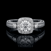 Round Cut 2.50 Carat Moissanite Halo Engagement Ring Solid 14K White Gold