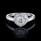 Round Cut 2 Carat Moissanite Fancy Engagement Ring Solid 14K White Gold