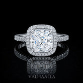 2.50Ct Cushion Cut Moissanite Halo Engagement Ring Solid 14K Gold