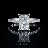 2.50Ct Radiant Cut Moissanite Hidden Halo Engagement Ring Solid 14K Gold