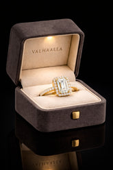 3 Ct Emerald Cut Moissanite Halo Engagement Ring in Solid Gold