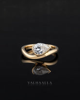 1 Ct Pear Cut Diamond Pinky Ring, Bezel Set Solid In Gold