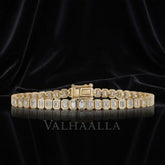 5.40 CTW Emerald Cut Diamond Tennis Bracelet in Solid Gold Bezel Set