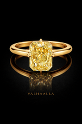 3.00 Ct Vivid Canary Radiant Cut Diamond Solitaire Ring in Solid Gold Setting