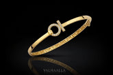 6.4 Ct Solid Gold Pave Circle Bangle Bracelet Everyday Stackable Gift