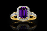 2.45Ct Emerald Amethyst & Moissanite Halo Engagement Ring Solid Gold