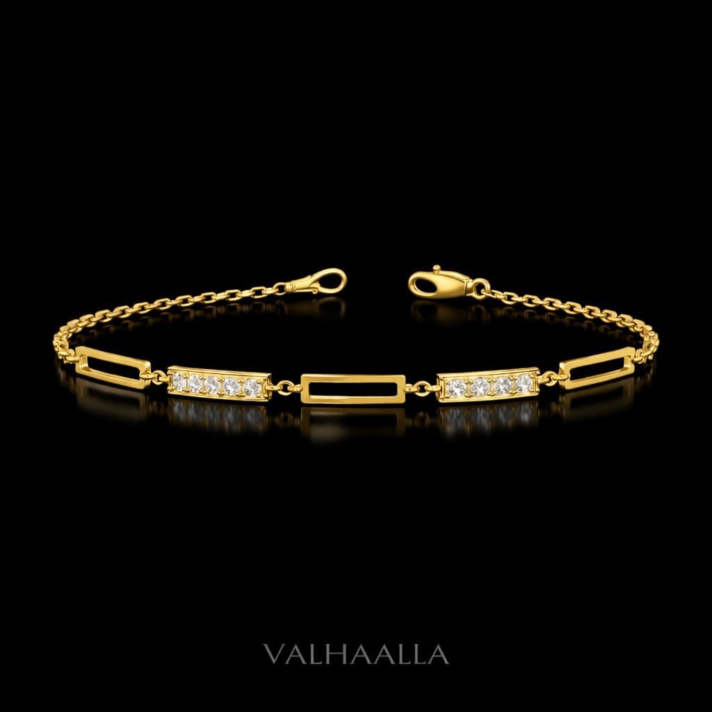 5.57 Ct Diamond Bar Station Bracelet in Solid Gold Dainty Gift for Women