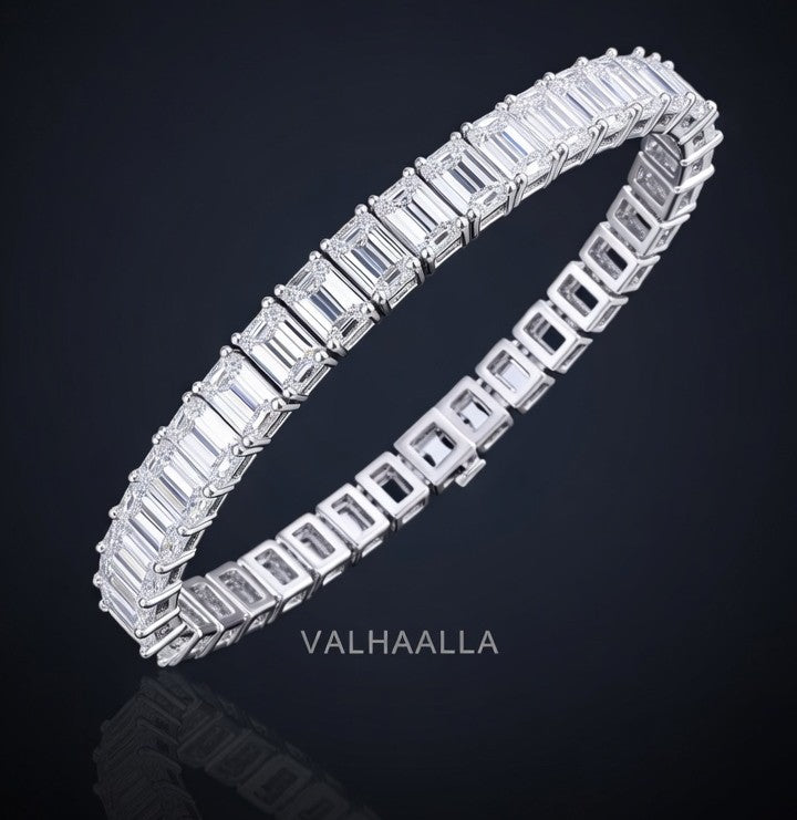 6 CTW Emerald Cut Diamond Tennis Bracelet Solid Gold Step Cut Bracelet