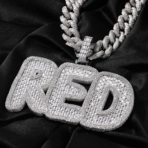 Custom Iced Out Letter Name Pendant Moissanite Diamond Hip Hop Necklace in White Yellow Rose Gold