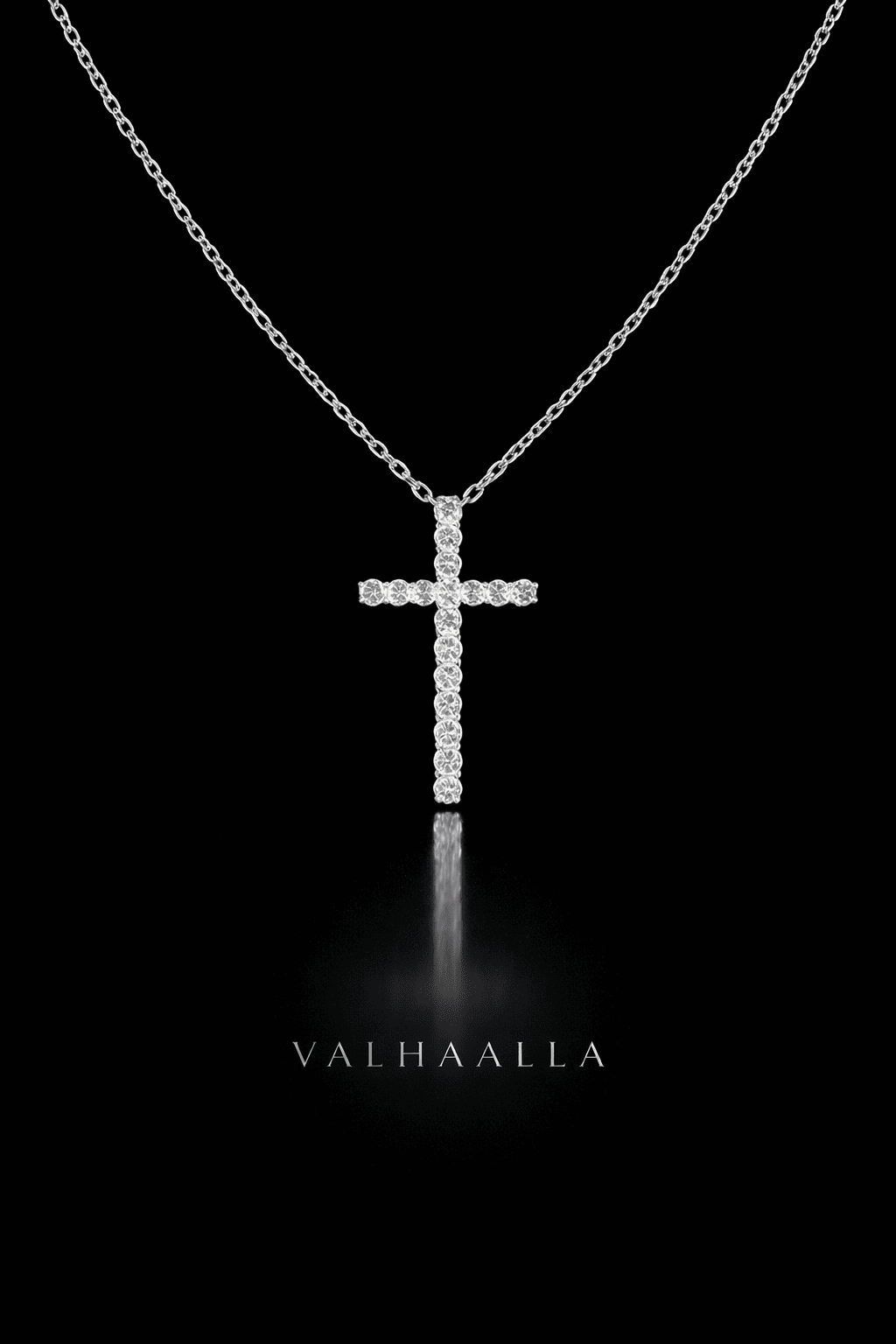 0.75 CT Pave Diamond Cross Pendant Necklace in Solid Gold