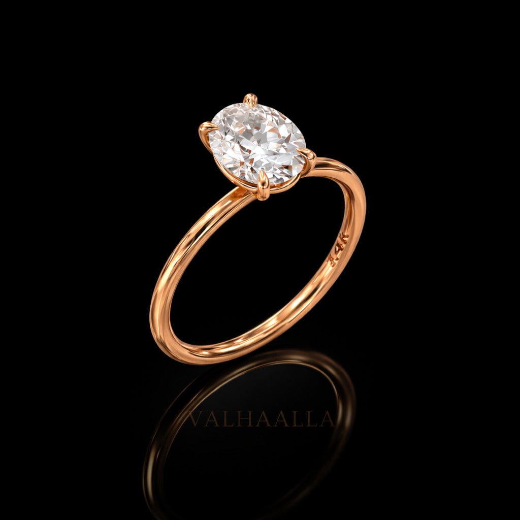 2.3 Ct Oval Cut Diamond Solitaire Engagement Ring in Gold
