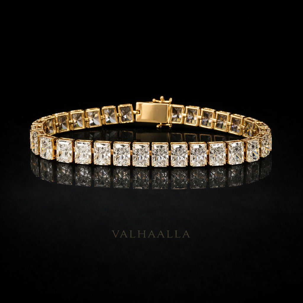 6 CT Radiant Cut Diamond Tennis Bracelet Gold for Men