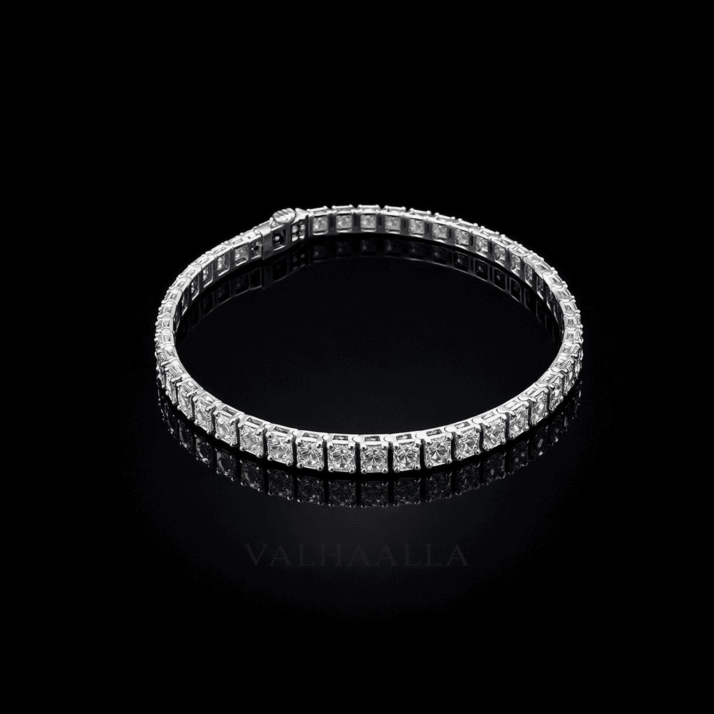 6 Ct Emerald Diamond Line Bracelet Gold Anniversary Gift