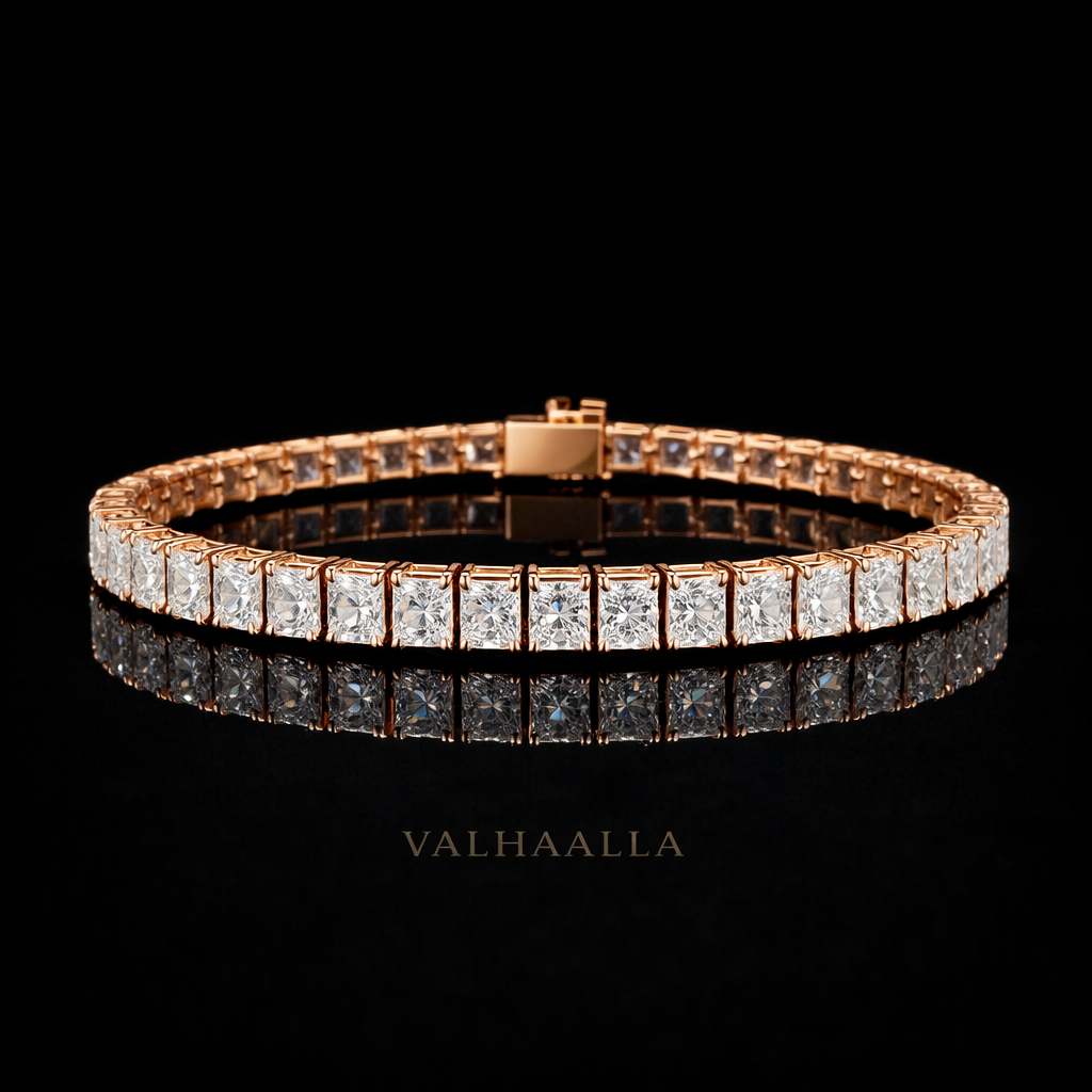 5 CT Princess Cut Diamond Tennis Bracelet Solid Gold