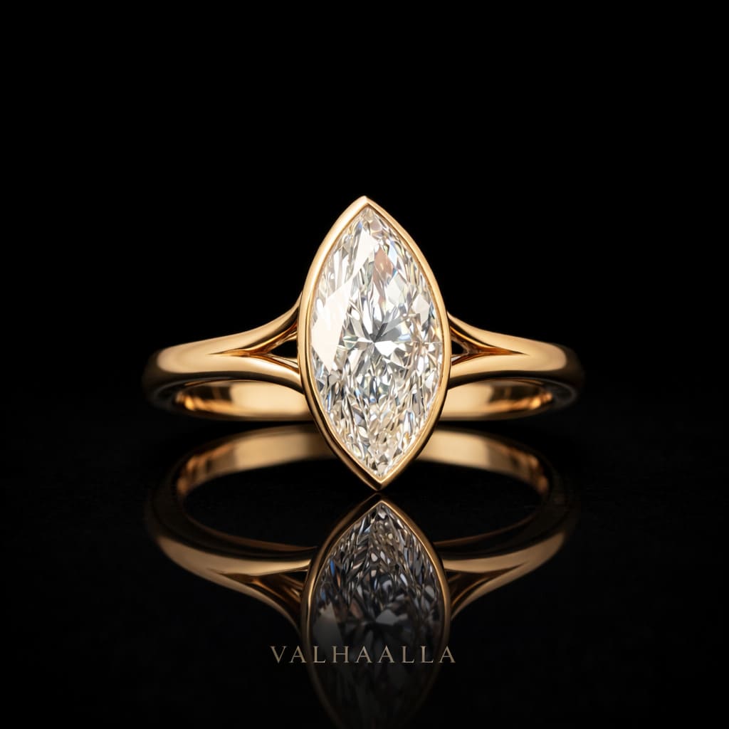 2 Ct Marquise Cut Diamond Split Shank Engagement Ring In Gold