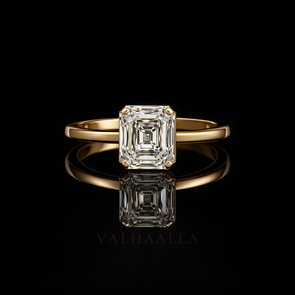 4 Ct Asscher Cut Diamond Bezel Set Engagement Ring In Gold
