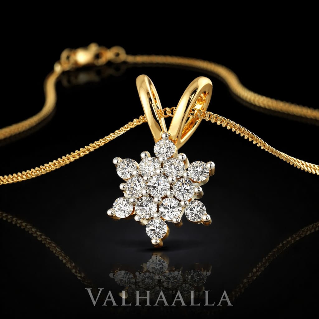 0.218 CT Solid Gold Astarte Sunburst Moissanite Pendant Necklace
