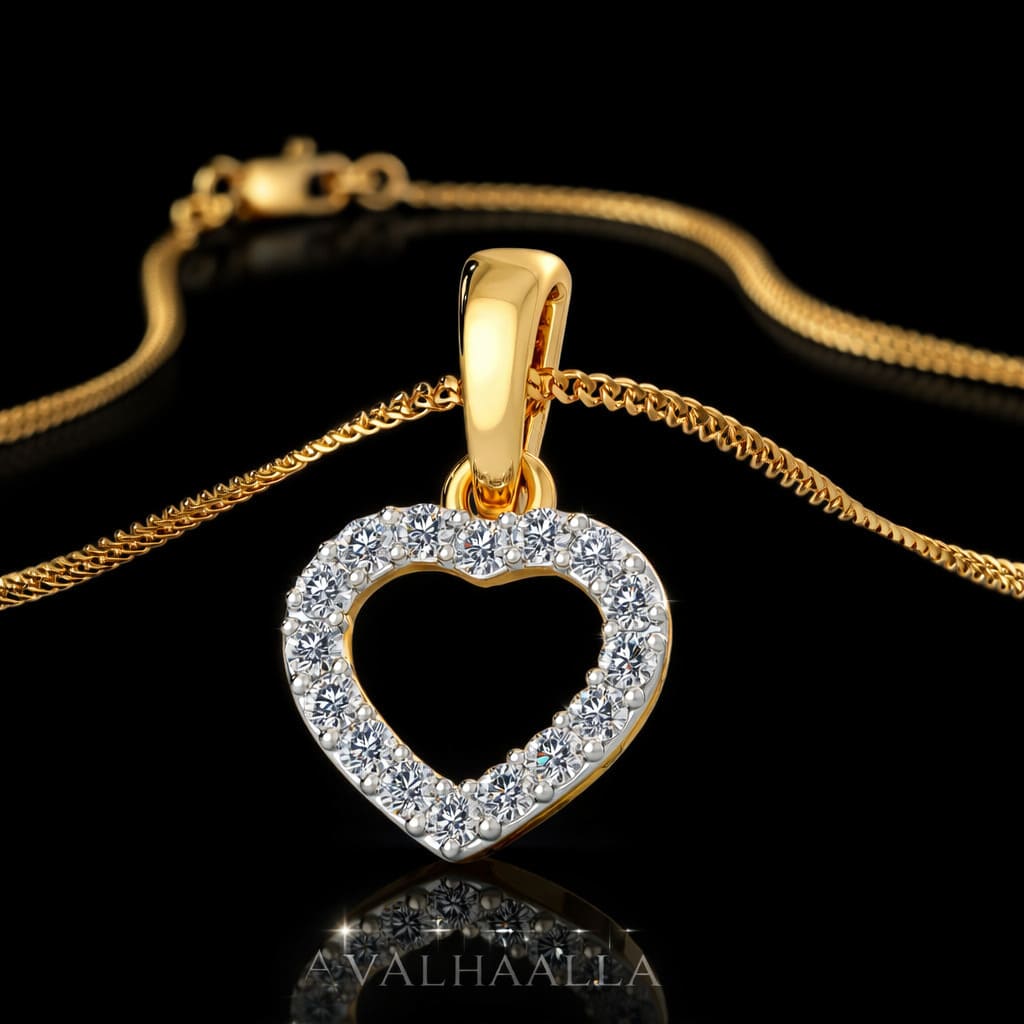 0.160 CT Solid Gold Heart Shaped Pavé Moissanite Love Pendant