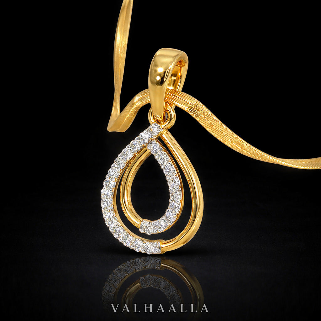 1.00 CT Solid Gold Open Teardrop  Moissanite Pendant Necklace