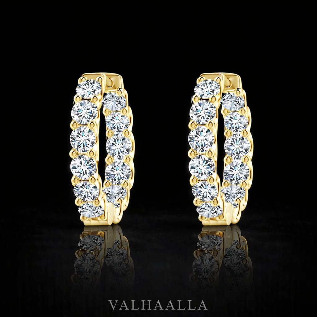 1.01 Ct Inside Out Prong Set Lab Grown Diamond Hoop Earrings In Gold