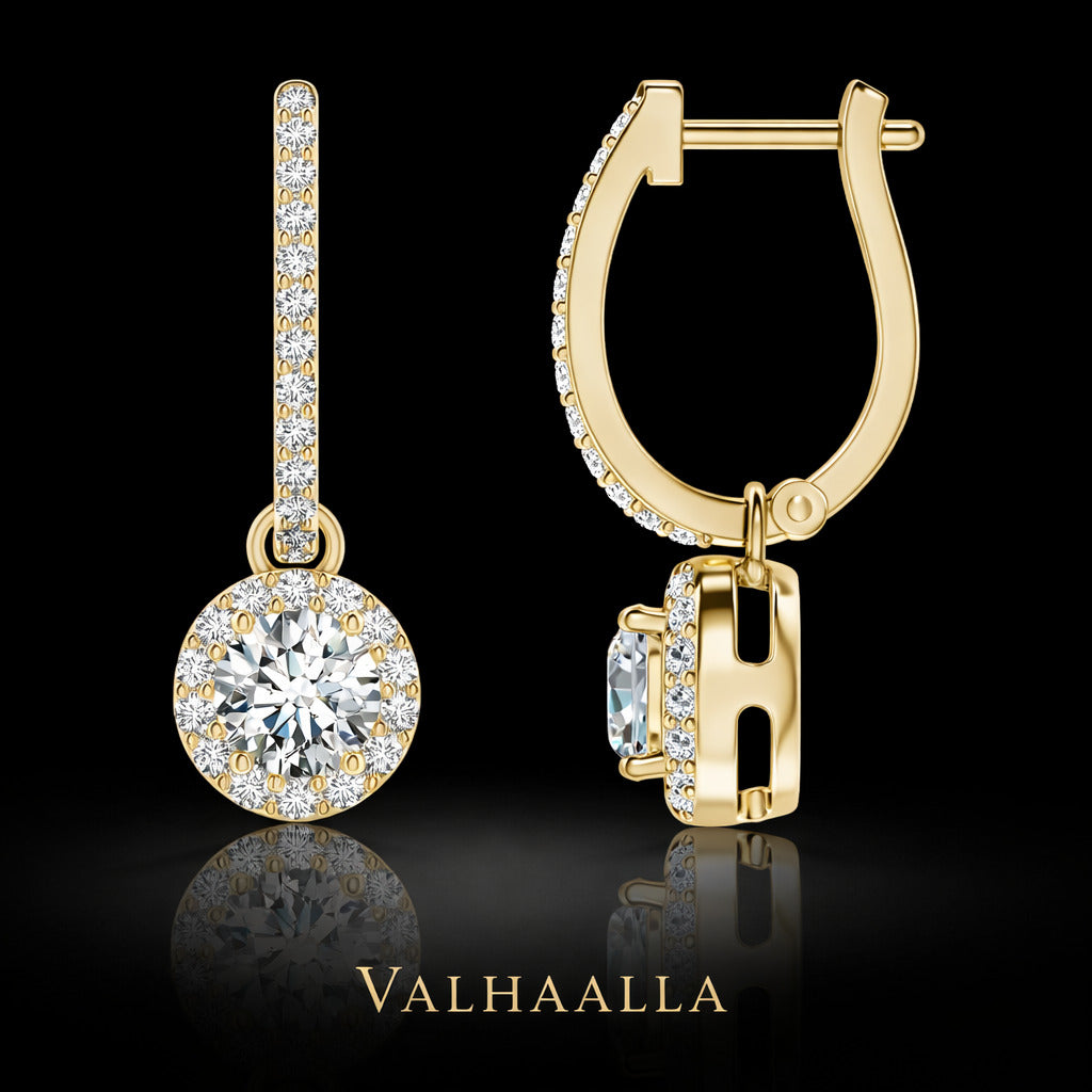 3.15 Ct Trident Style Lab Grown Diamond Huggie Hoop Earrings In Gold