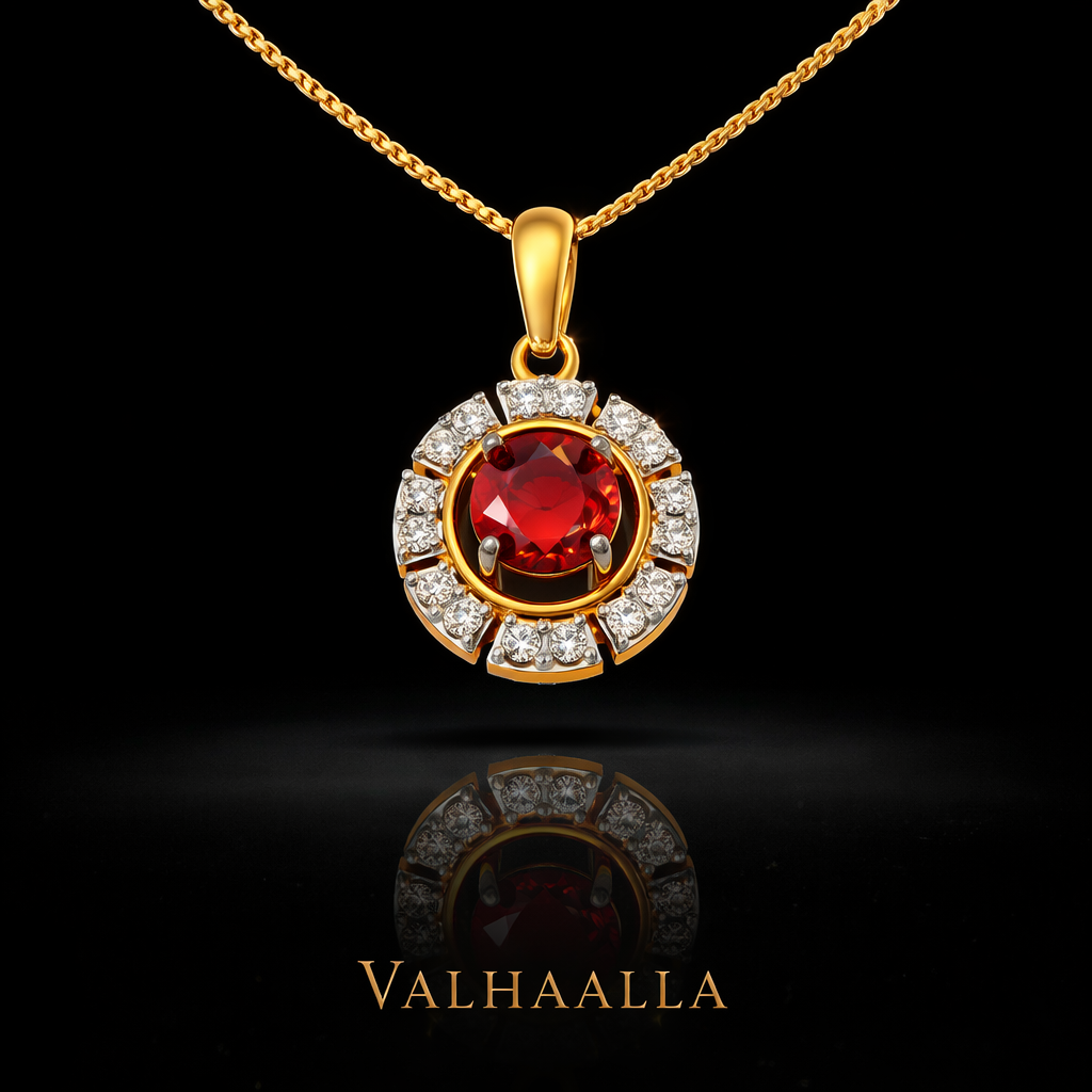 0.235 CT Round Cut Ruby Diamond Solid Gold Fine Jewelry Red  White Flip Gemstone Pendant for Women
