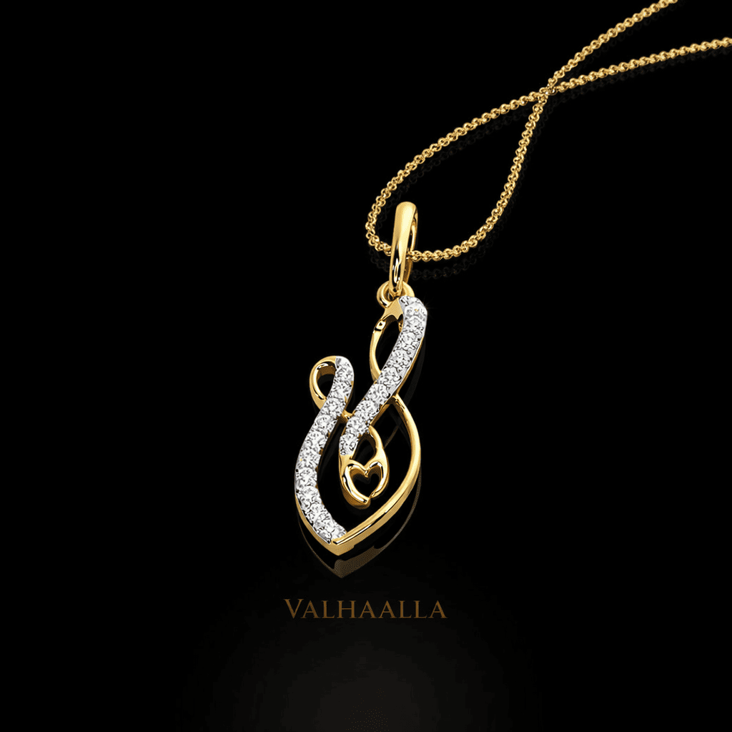 0.64 CT Wonder Mom Diamond Pendant Necklace Round Cut  Solid Gold Swirl Design