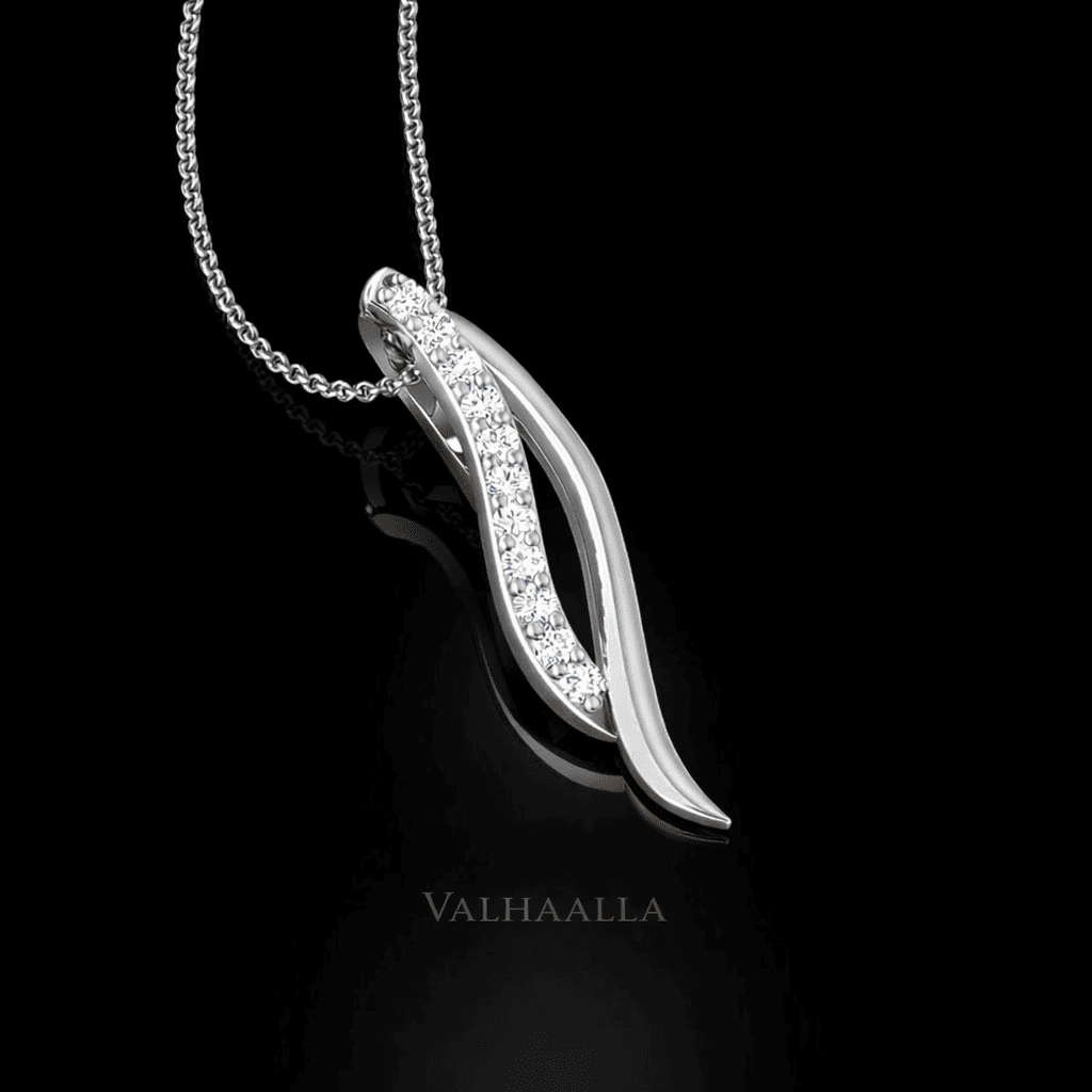0.75 CT Gold Moissanite Pendant with Curved Swirl Design