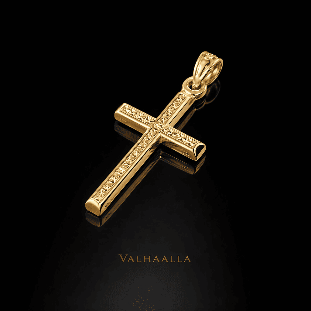 0.71 CT Solid Gold Christian Cross Pendant with Moissanite Cut Finish