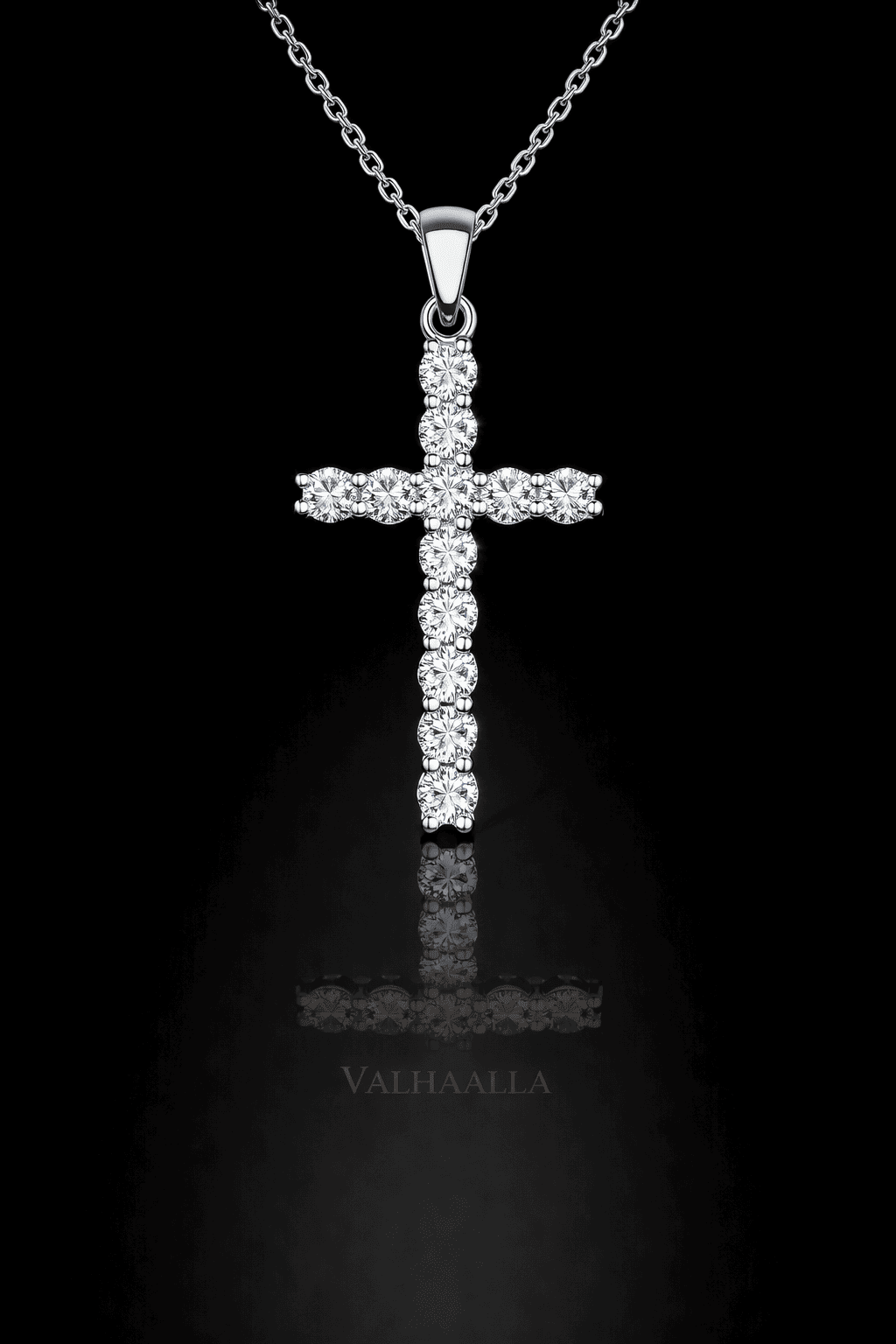 2 CT Moissanite Christian Cross Necklace Round Cut Prong Set