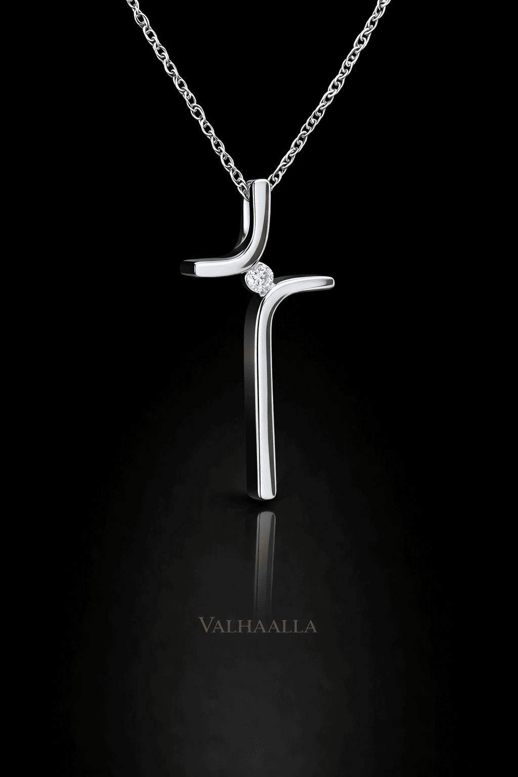 0.64 TCW Bezel Set Diamond Cross Necklace in Solid Gold