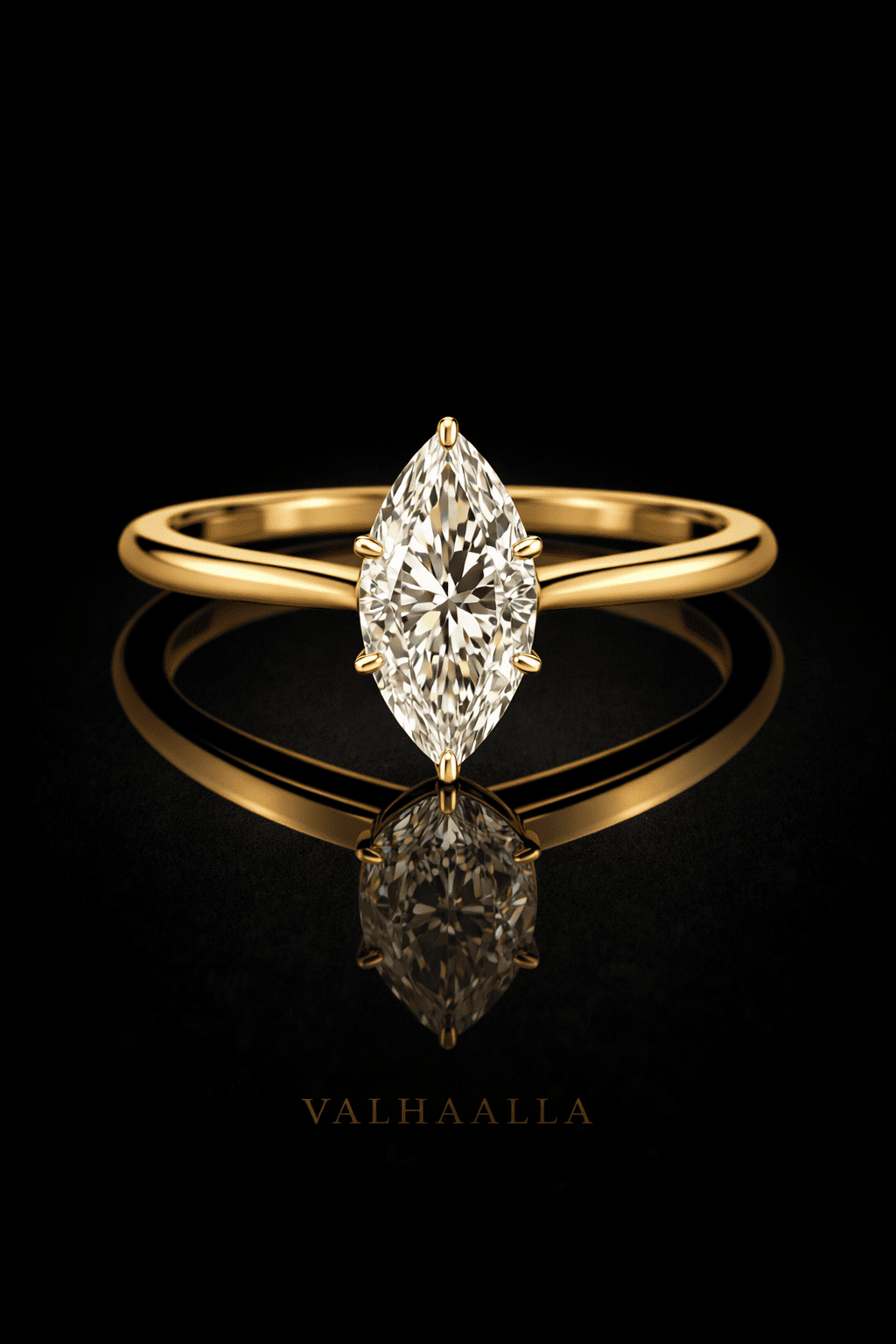 3 CT Marquise Cut Engagement Ring Bezel Set Solitaire Solid Gold