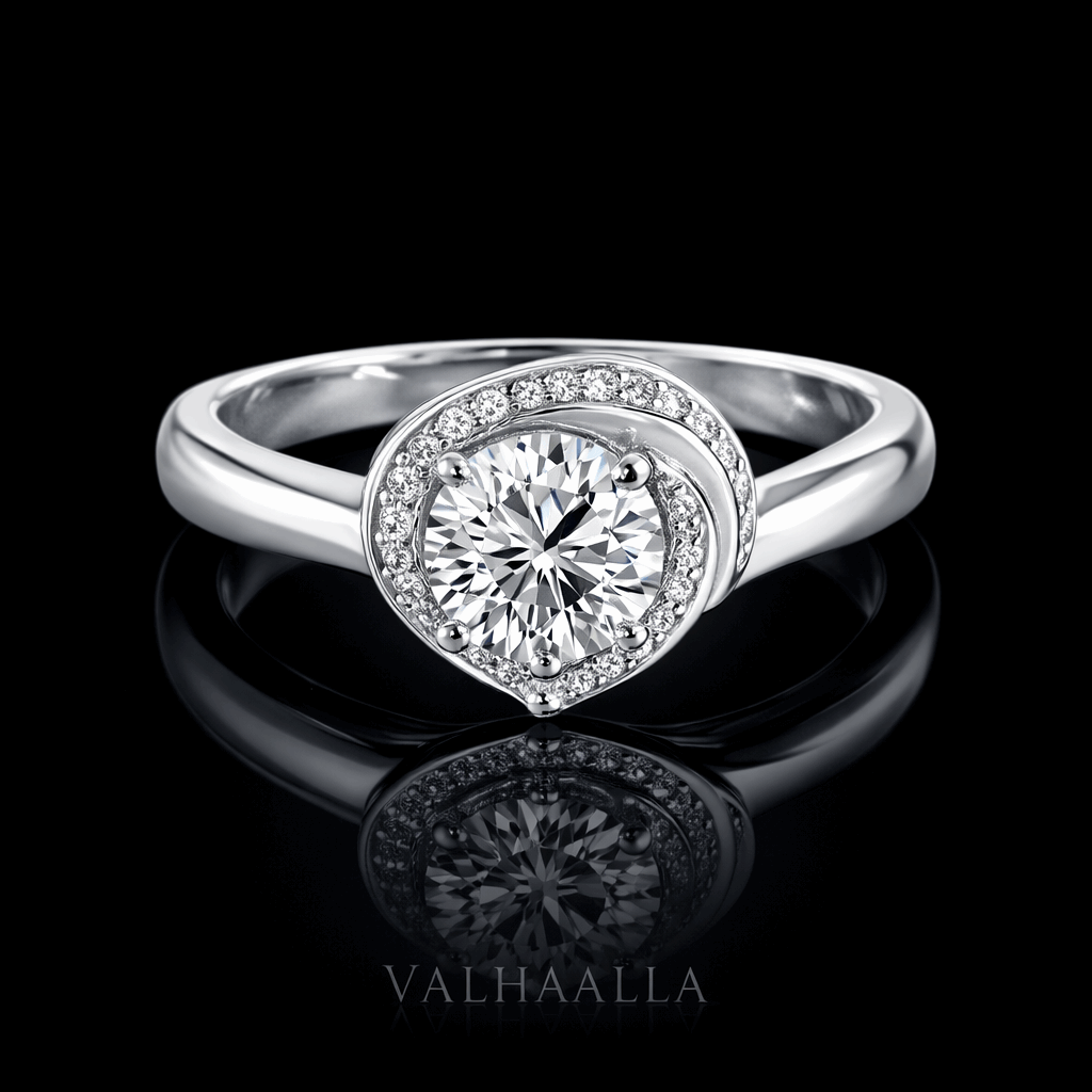 Round Cut 2 Carat Moissanite Fancy Engagement Ring Solid 14K White Gold