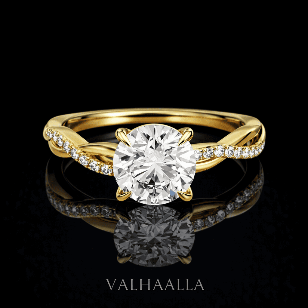 Petite Twist Moissanite Engagement Ring Unique Sustainable for Women 14k Gold Twisted Vine Promise Ring