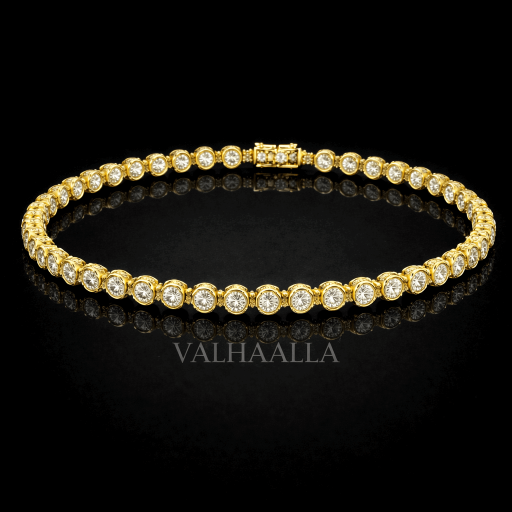 3.00ct Round Cut Diamond Tennis Bracelet Solid Gold Bezel for Women Anniversary, Birthday gift