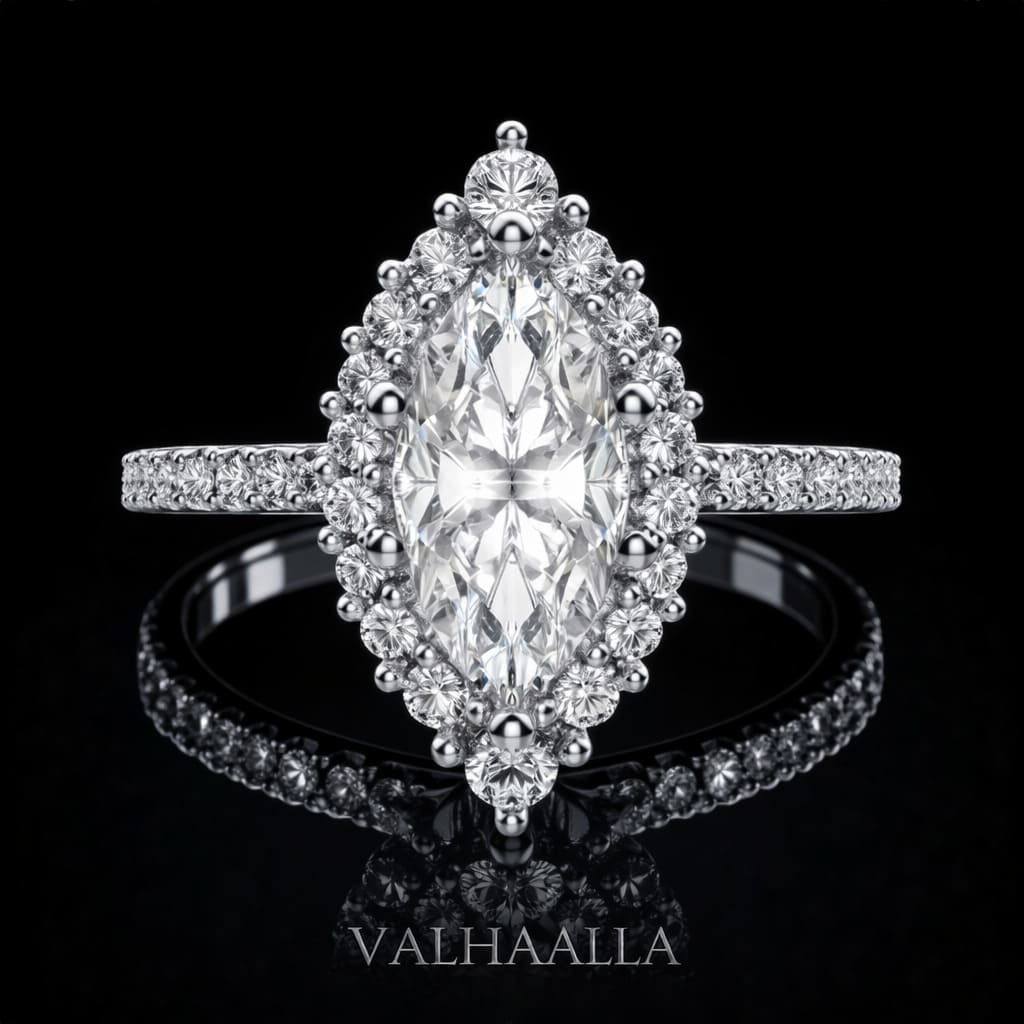 2.23Ct Marquise Cut Moissanite Halo Engagement Ring Solid 14K White/Yellow/Rose Gold Bridal Wedding Ring for Her