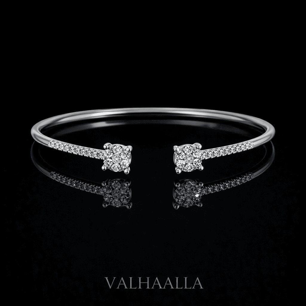 5.4 CT Round Diamond Open Cuff Bracelet Real Gold Everyday Bangle