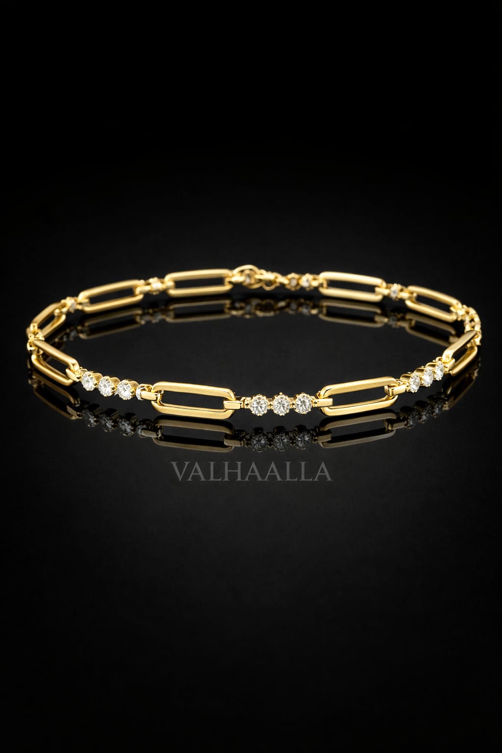 5.40 CT Gold Paperclip Bracelet with Diamond Links Dainty Gift