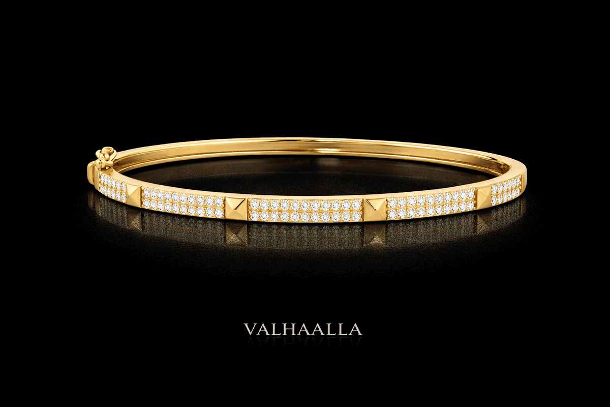 Pave Diamond Bangle Bracelet Real Gold Dainty Diamond Bracelet Solitaire Everyday Elegant Luxury Unique Bracelet