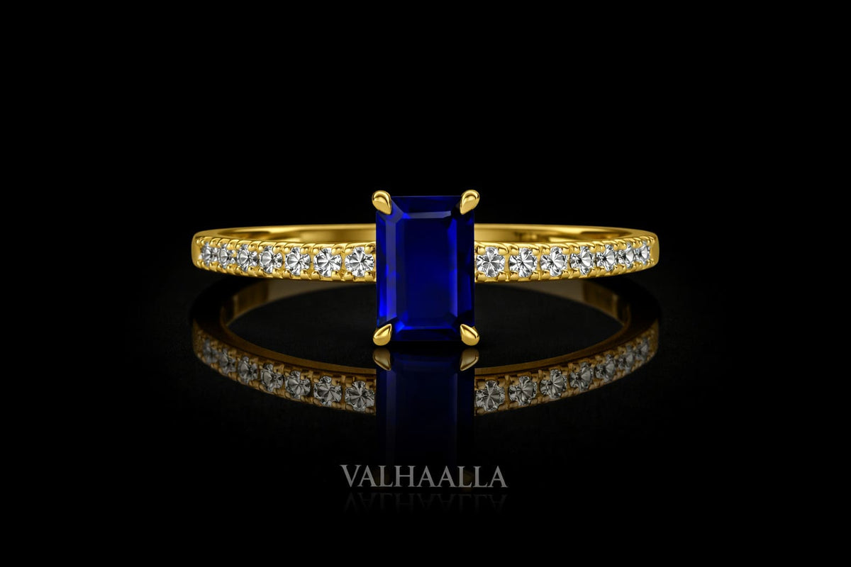 1.25 ctw Emerald Shape Moissanite Diamond Solitaire Plus Ring White Yellow Rose Gold