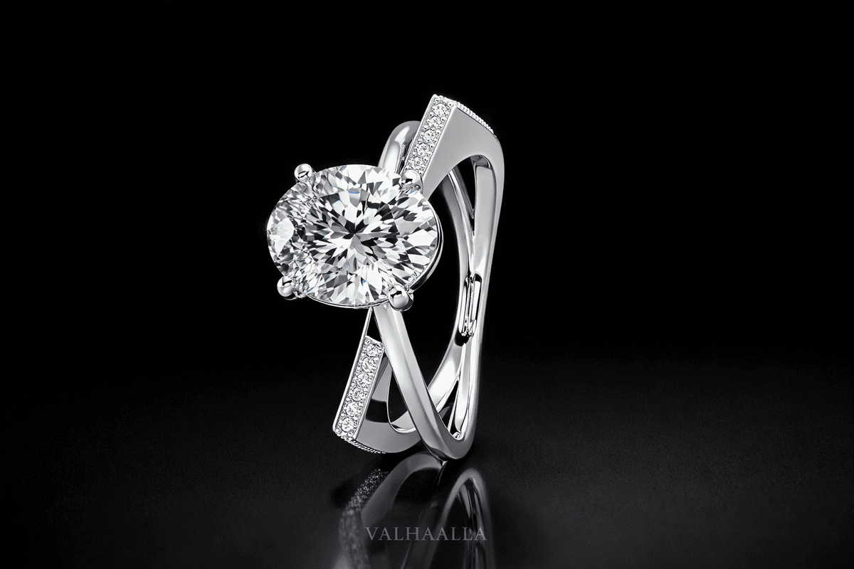 2.00 Ct Oval Cut Engagement Ring Twisted Gold Band Anniversary Gift